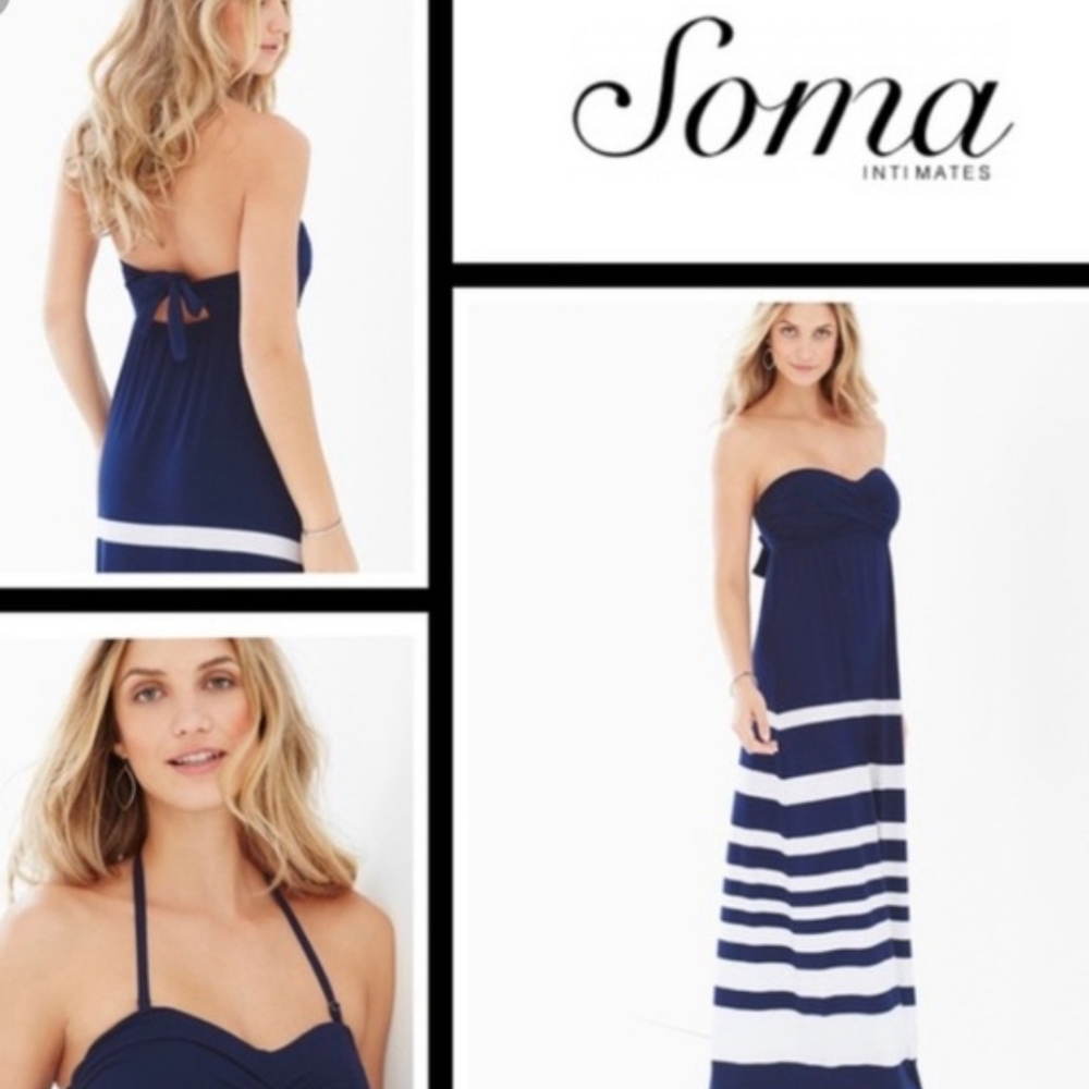 SOMA Convertible Bandeau Stripe Maxi Dress